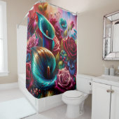 「バラとユリの雨粒」 シャワーカーテン (インサイチュ)