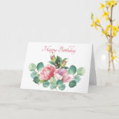 バラとユーカリの水彩誕生日カード カード (黄色い花)