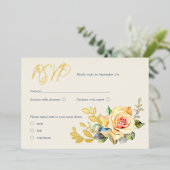 バラとユーカリ水カラーRSVP 箔シーズンカード (立ち正面)