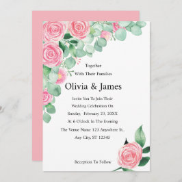 バラとユーカリ結婚式招待状 招待状