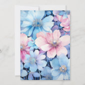 バラとライトブルーの花の結婚式 招待状 (裏面)