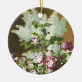 バラとライラック、クリスマス セラミックオーナメント (正面)