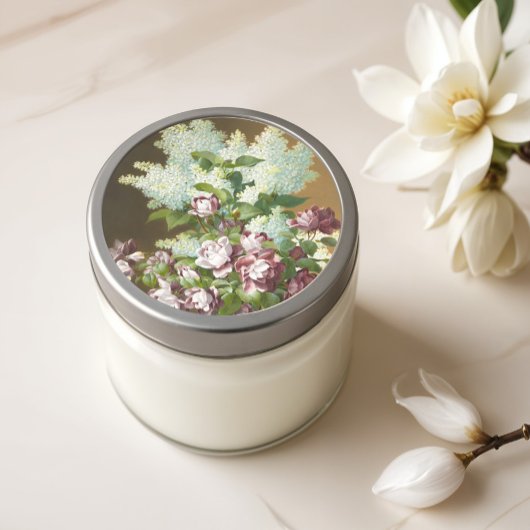 バラとライラック ラウンドシール