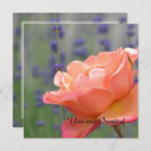 バラとラベンダー誕生日 招待状 (正面/裏面)