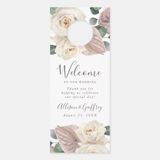 バラとラン結婚スの歓迎と邪魔をしない ドアノブサイン (正面)