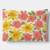 バラとリリープリントカットソーバッグ アクセサリーポーチ (正面)