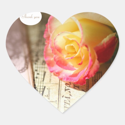 バラとレースと音楽感謝していあなた ハートシール (正面)