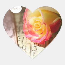 バラとレースと音楽感謝していあなた ハートシール