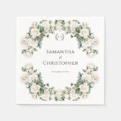 バラとロマンス結婚フローラ スタンダードカクテルナプキン (正面)