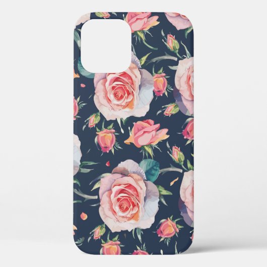 バラとローズバッド:フローラシームレス。 Case-Mate iPhoneケース (裏面)