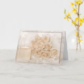 バラとロ結婚ウソク カード (黄色い花)