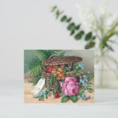 バラとヴィンテージのシダビクトリアン ポストカード (スタンド正面)