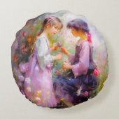 バラと友情をシェアする ラウンドクッション (裏面)