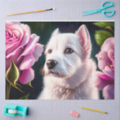 バラと可愛いドッグコレクション 薄葉紙 (クラフト)