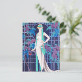 バラと夜のアールデコはがき ポストカード (スタンド正面)