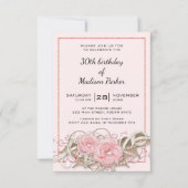 バラと宝石誕生日 招待状 (正面)