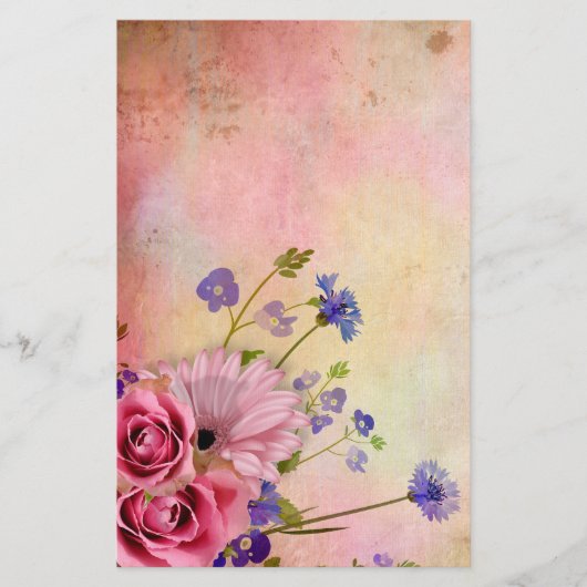 バラと山花 便箋 (正面)