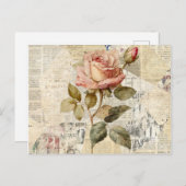 バラと思い出はがき招待状 インビテーションポストカード (正面/裏面)