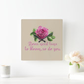 バラと愛についてのユーモアのある名言 スクエア壁時計 (ホーム)