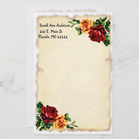 バラと旧紙 (正面/裏面)