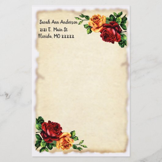 バラと旧紙 (正面)