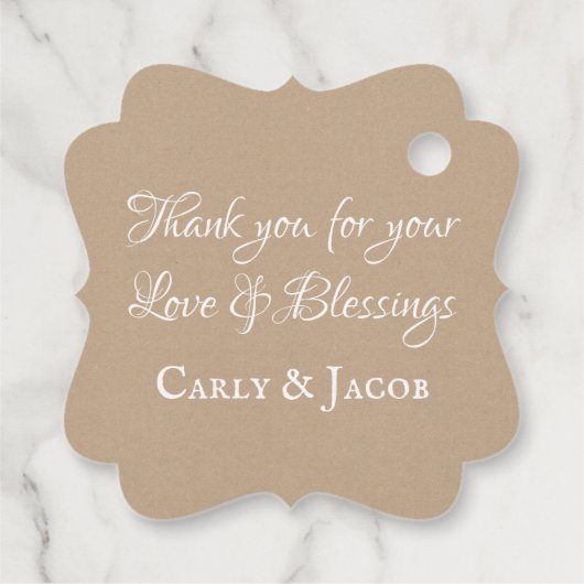 バラと木材スライスありがとうメッセージカード フェイバータグ (裏面)