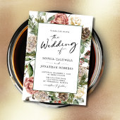 バラと松の書道フローラ冬の結婚式 招待状