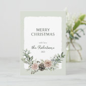 バラと松コーンのクリスマスグリーン シーズンカード (スタンド正面)