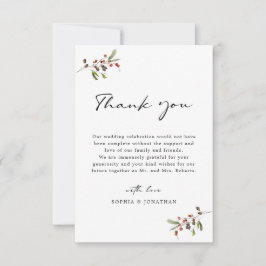 バラと松モダン書道シンプルの結婚 サンキューカード