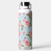 バラと水玉模様パターン ウォーターボトル (背面)