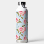 バラと水玉模様パターン ウォーターボトル (左面)