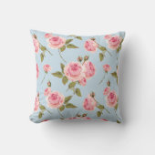 バラと水玉模様パターン クッション (正面)