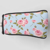 バラと水玉模様パターン ゴルフヘッドカバー (正面)