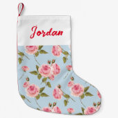 バラと水玉模様パターン スモールクリスマスストッキング (正面)