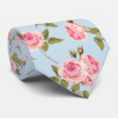バラと水玉模様パターン ネクタイ (ロール)