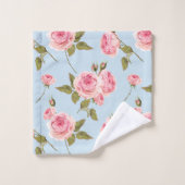 バラと水玉模様パターン バスタオルセット (ウォッシュタオル)