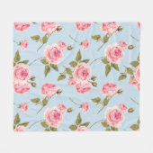 バラと水玉模様パターン フリースブランケット (正面(横))