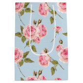 バラと水玉模様パターン ミディアムペーパーバッグ (裏面)