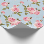 バラと水玉模様パターン ラッピングペーパー (角)