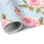 バラと水玉模様パターン ラッピングペーパー (ロールコーナー)
