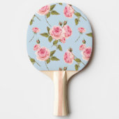 バラと水玉模様パターン 卓球ラケット (正面)