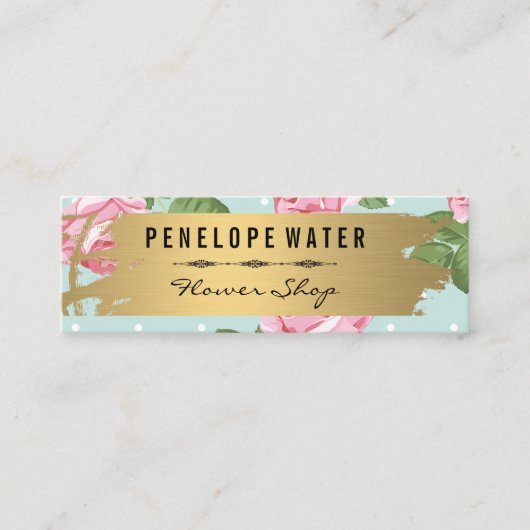 バラと水玉模様 スキニー名刺 (正面)