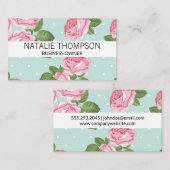 バラと水玉模様 名刺 (正面/裏面)