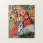 バラと牡丹の入った花瓶 | ルノアール ジグソーパズル<br><div class="desc">ピエール・オーギュスト・ルノアール(1841フランスの-1919)による花瓶のバラと牡丹(1876)は、色彩、光、自然美しいの印象派のマスターの愛を捉えた豊かで感覚的な静物生活である。花束は柔らかく完全な開花で溢れ描写て、バラや牡丹が輝くピンクや赤やクリーミーな白い白い色の花瓶の中に緩やかに集まシンプルった。ルノアールの流動的な筆跡と光の繊細な使用は、鮮度と自発性の感覚を生み出し与え、花は生き生きとした活気を生み出している。この親密な作品は、静かな配置を視覚的な喜びのお祝いに変える彼の能力を示している。デザインツールを使用してイメージのカスタム文字を追加したり、イメージをカスタマイズする。</div>