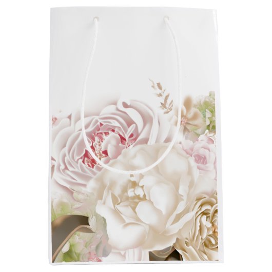 バラと牡丹の特別な機会抱き枕 ミディアムペーパーバッグ (正面)
