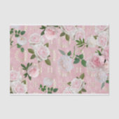 バラと牡丹オン赤面ピンクと金ゴールドダマスク 薄葉紙 (正面)