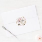 バラと牡丹ソフトカラーサンキューステッカー ラウンドシール (封筒)