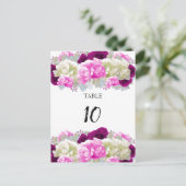バラと牡丹ピンクテーブルの座席番号カード ポストカード (スタンド正面)