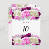 バラと牡丹ピンクテーブルの座席番号カード ポストカード (正面/裏面)