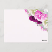 バラと牡丹ピンクテーブルの座席番号カード ポストカード (裏面)